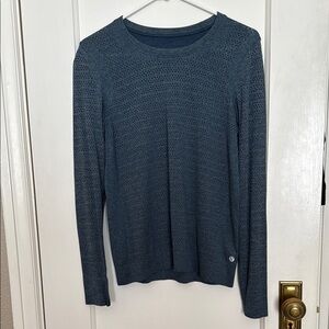 Lululemon Perforated Transparent Blue LS Crewneck Athletic Shirt